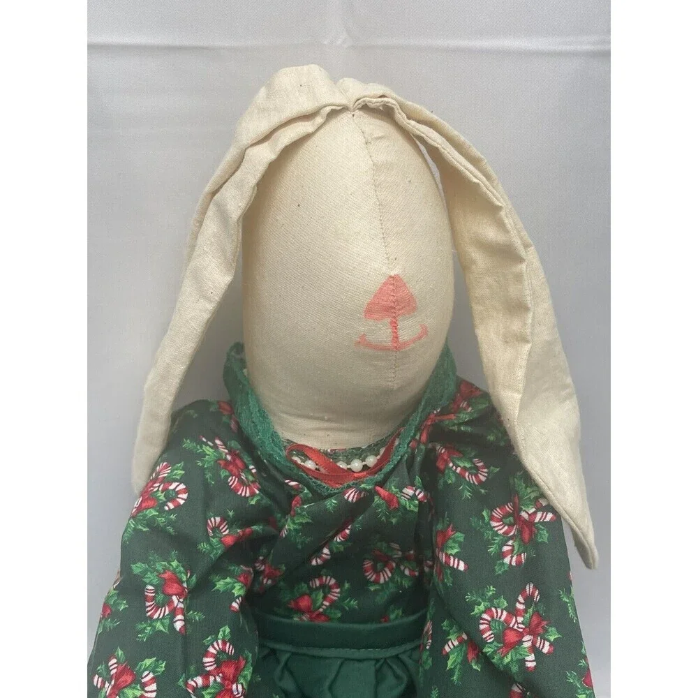 Vintage Bunny Rabbit 26” Handmade Rag Green Clothing Doll Primitive Floppy Ears
